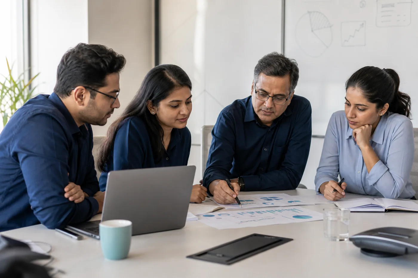 IT operations team collaborating during a KPI review